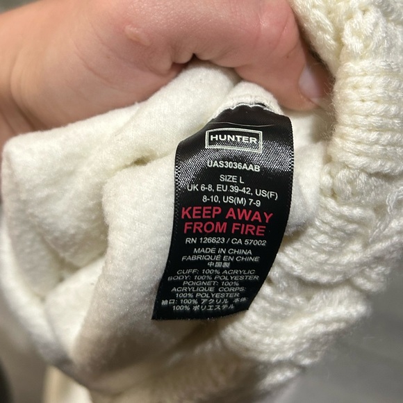 Hunter boots tall cream cable knit boot socks size large - Picture 3 of 3